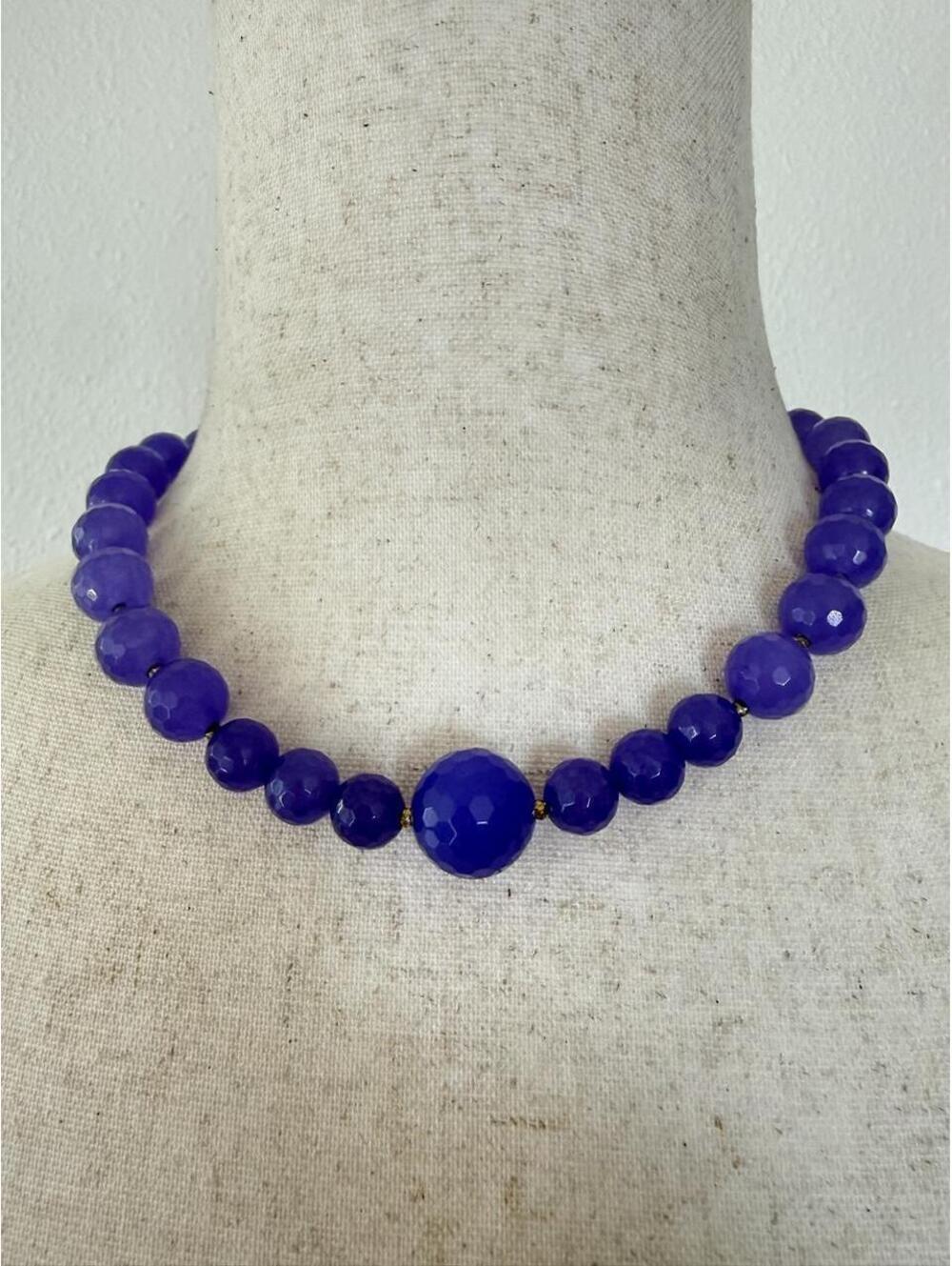 Vintage Purple Faceted Statement Necklace | Y2K Acrylic | 18”